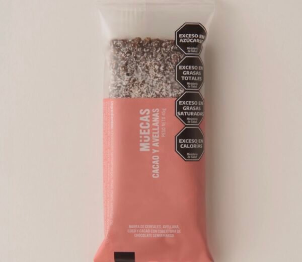 MUECAS BARRA DE CEREAL CACAO Y AVELLANAS 45G